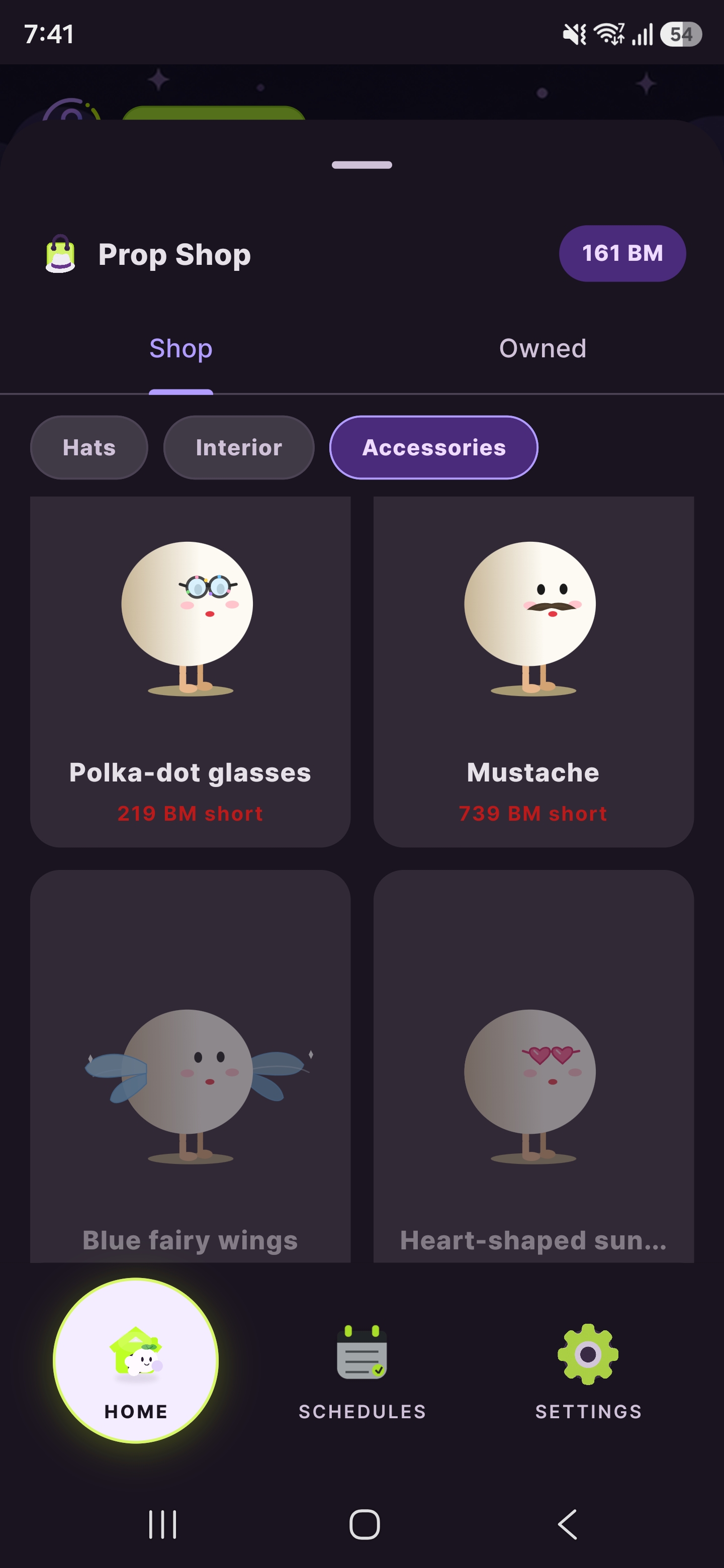 Buddy Run Prop Shop accessories screen