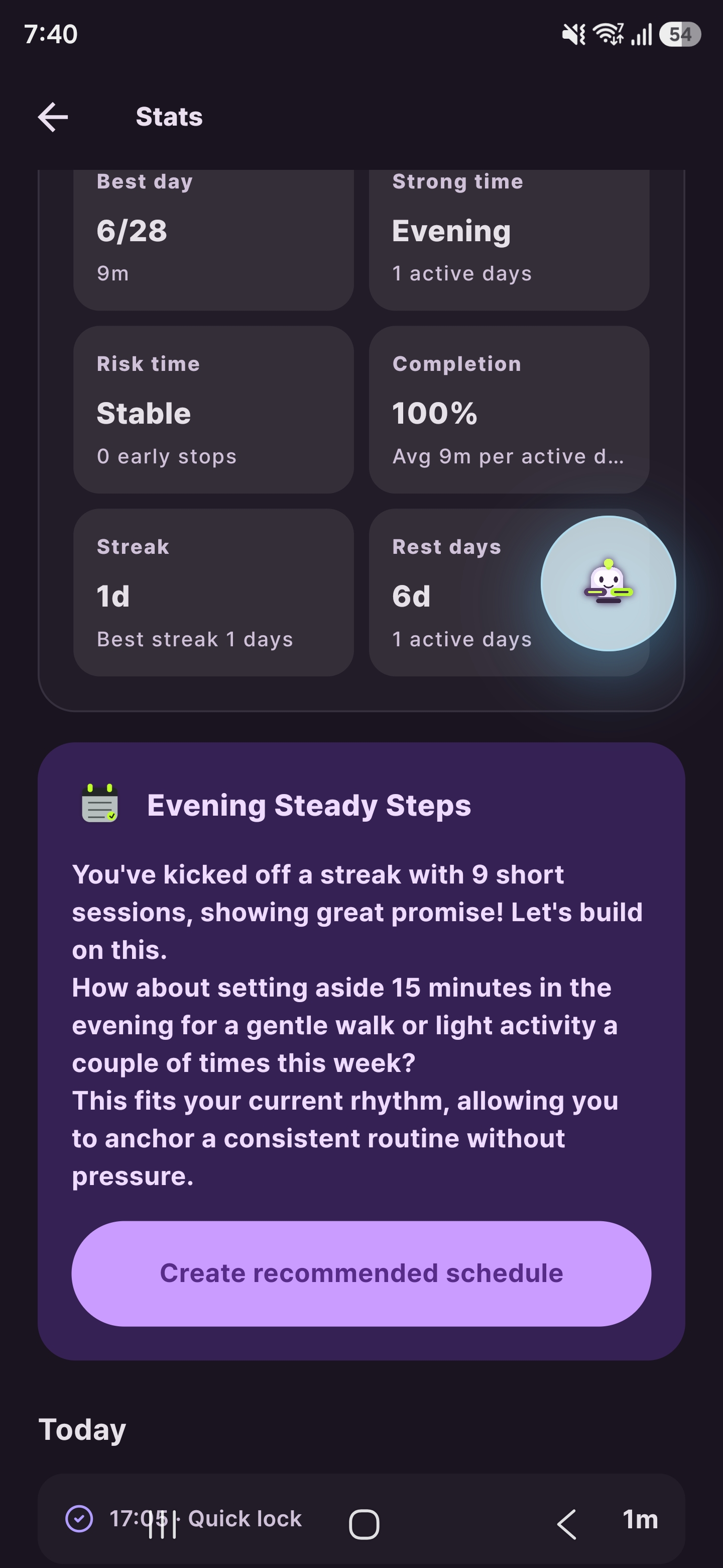 Buddy Run routine report screen